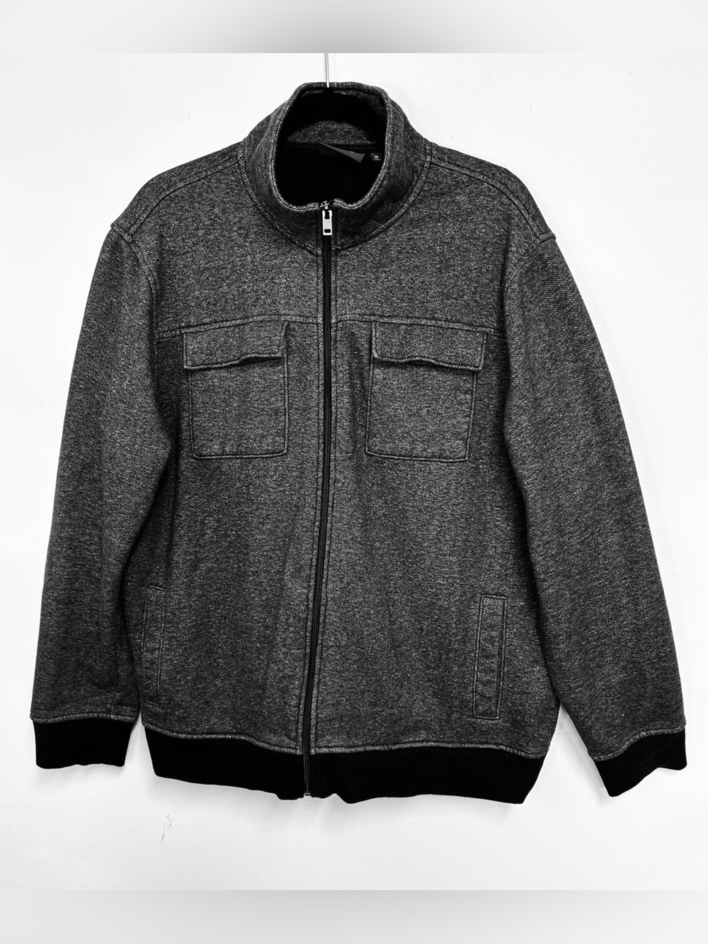 Apt. 9 Cool Weather Everyday Style Zip Up Grey Heather Fleece Jacket Mens XL